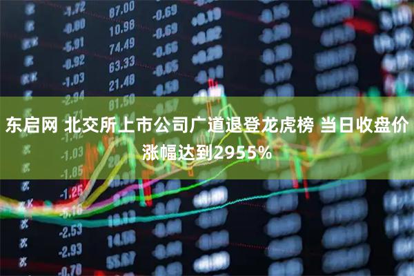 东启网 北交所上市公司广道退登龙虎榜 当日收盘价涨幅达到2955%